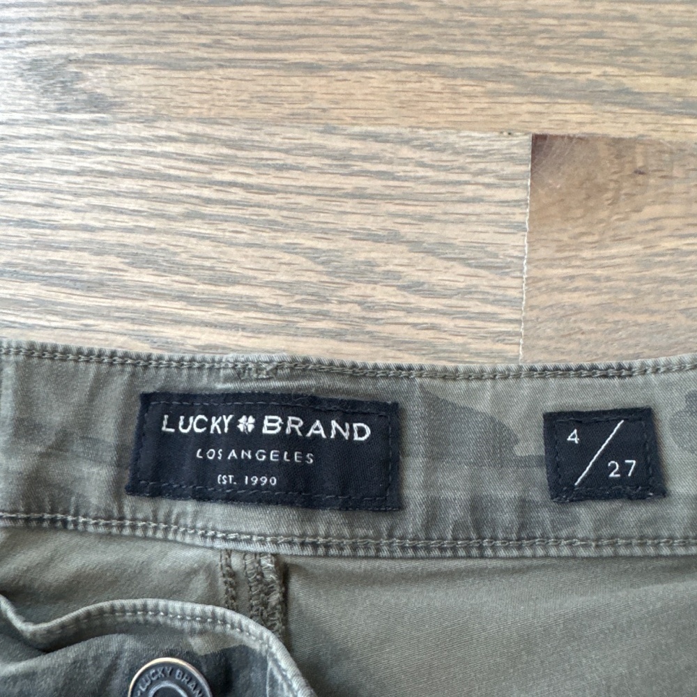 Lucky Brand Pants Womens 4 Green Camo Cotton Stretch Cargo Cropped Boyfriend - Picture 4 of 6